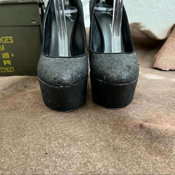 Giuseppe Zanotti Glitter Suede Platform Wedge Ankle Strap High Heels Pumps - Picture 5 of 11